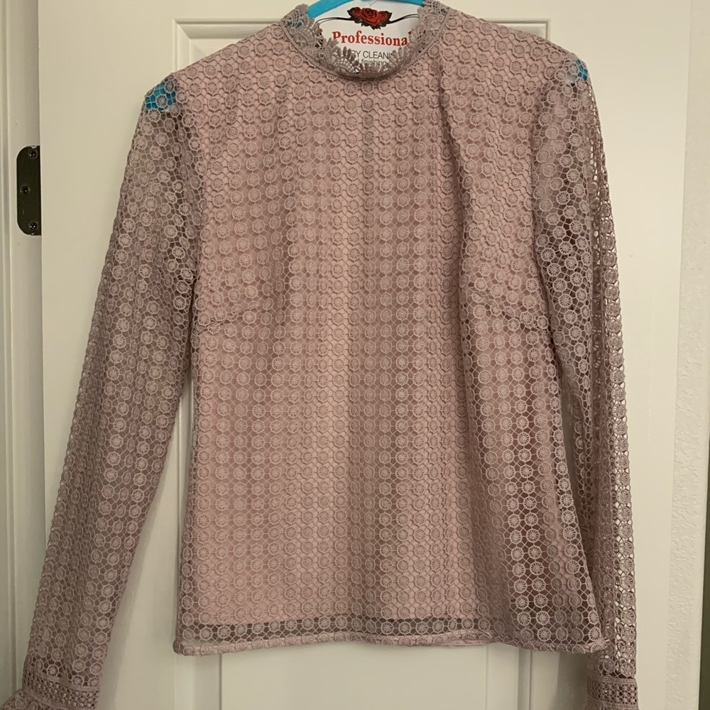 Rachel Parcell Pink Lace Long Sleeve Top